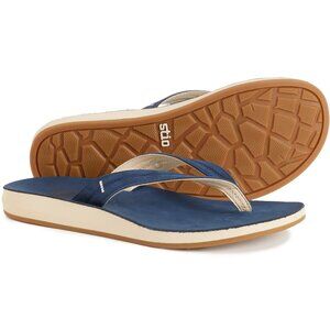 STIO Women’s Leather Flip Flop Sandals Size 8 Shoes Navy Blue New in Box